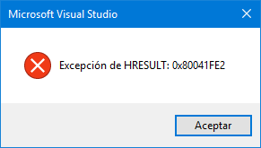 ExceptionHRESULT0x80041FE2