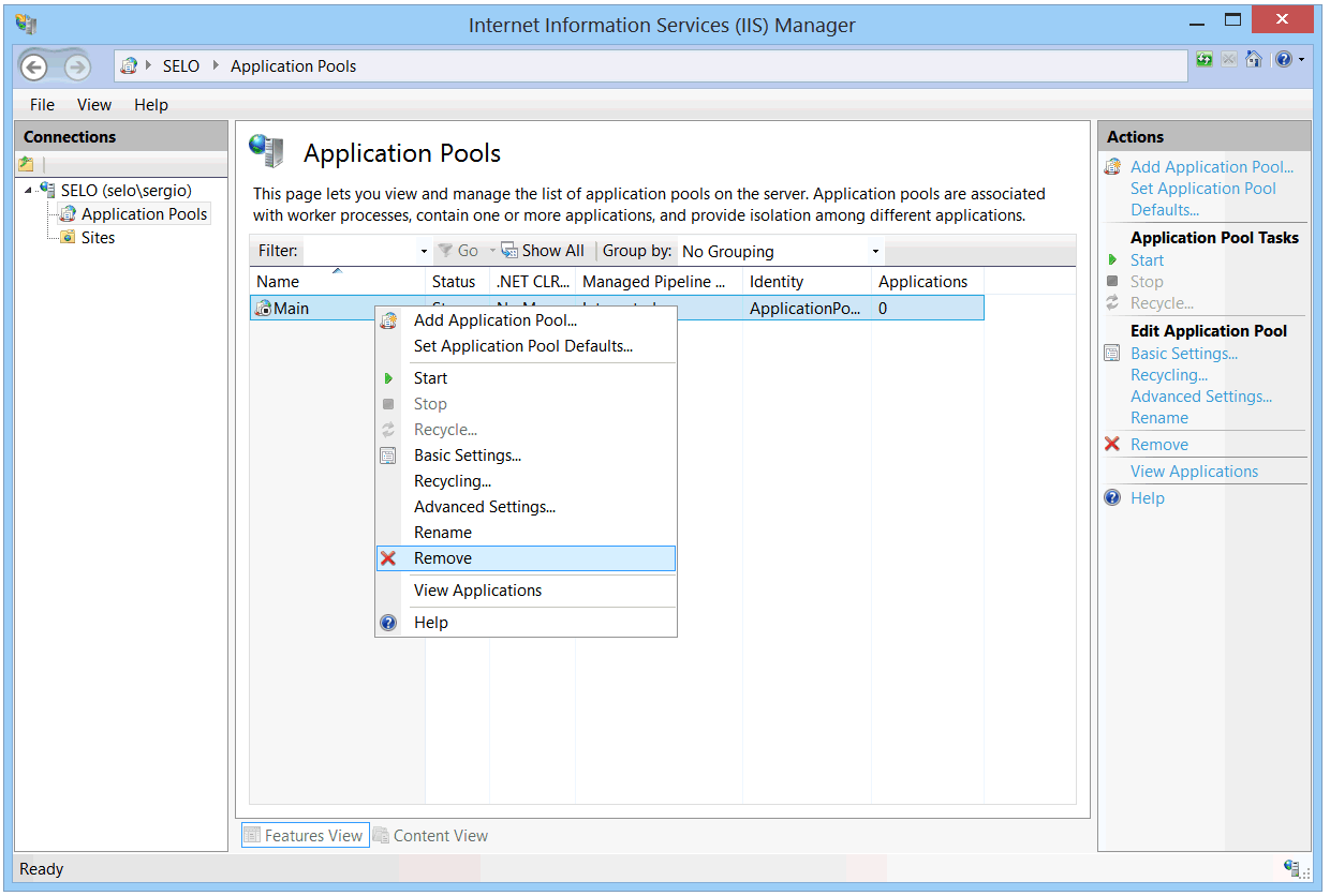 RemoveApplicationPool