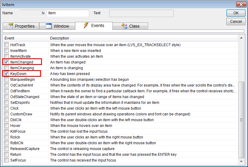 lvItemEvents